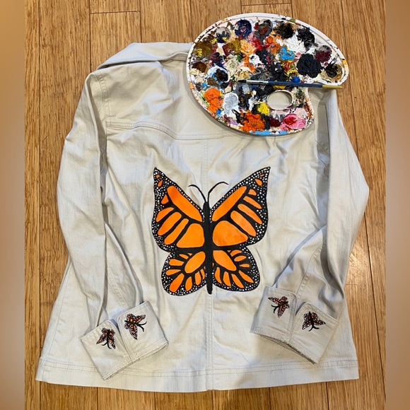 Hand Painted Butterfly Jacket - Picture 1 of 3